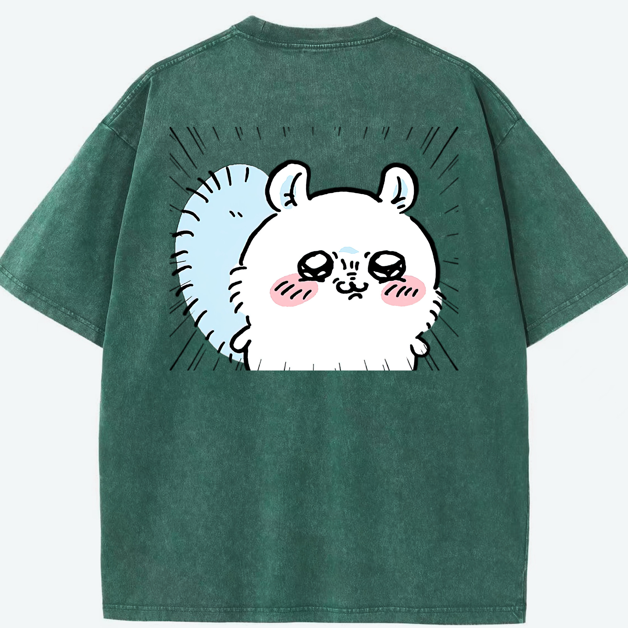 （画像用） ちいかわ モモンガ Chii-kawa Momonga 綿100% ヴィンテージ風 半袖Tシャツ（背面プリント）
